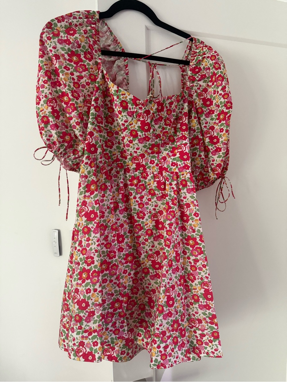 For Love And Lemons Pink and Green Floral Puff-Sleeve Kids Dress